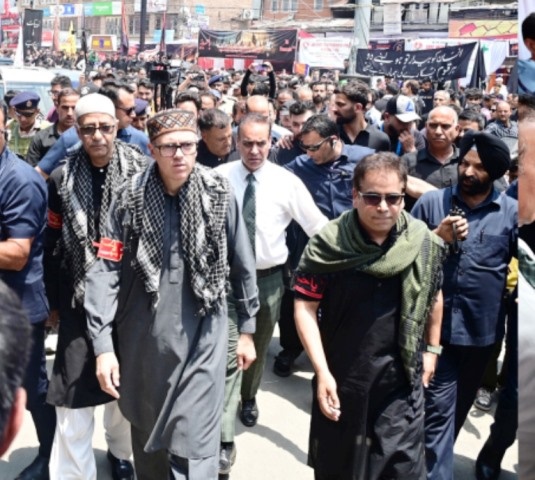  Chief Minister Omar Abdullah joins Youm-e-Ashura mourners at Zadibal